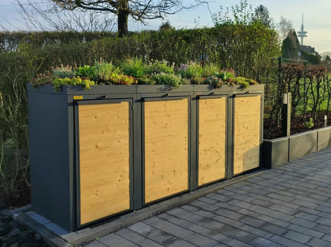 Mülltonnenbox Holz Pflanzdach