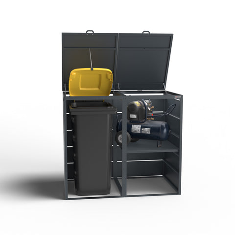 Garbage bin box Dagobert from BIO Stefan with open cover and yellow lid.