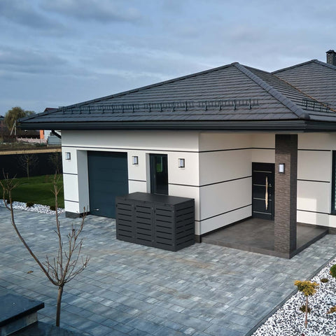 Moderne afvalcontainerbox van BIO Stefan voor een stijlvol huis.