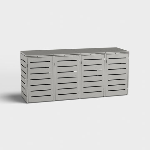 Box per bidoni della spazzatura Alubert 4 contenitori RAL9007 dal design moderno.