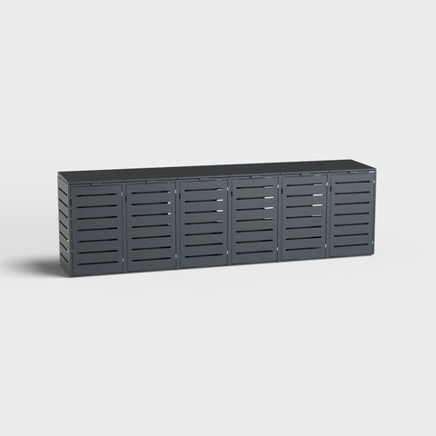 Cutie neagră pentru 6 coșuri de gunoi de la BIO Stefan din metal, cu design modern.