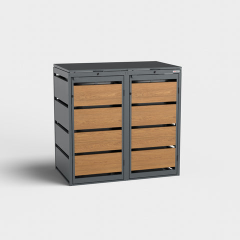 BIO Stefan Dagobert box pour poubelles 2 bacs en chêne doré RAL7016.