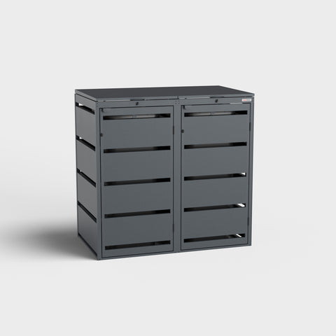 Boîte pour deux poubelles Dagobert 120L en anthracite de BIO Stefan.