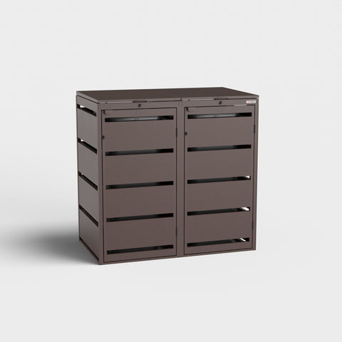 Boîte à poubelles double Dagobert 120L en RAL8017 de BIO Stefan.