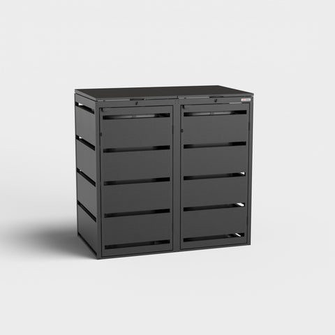 Boîte à ordures Dagobert noire pour 2x120L, modèle RAL9005 de BIO Stefan.
