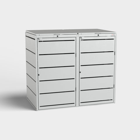 Bac à ordures Dagobert pour 2 poubelles, RAL7035, de BIO Stefan.