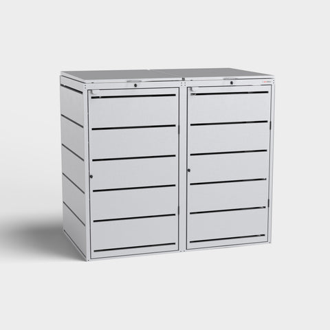 BIO Stefan Dagobert Mülltonnenbox 2er pour 240L, RAL9006, en design argenté.