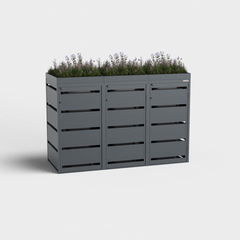 Dagobert soptunnebox 3-pack 120L i antracit med växttak.