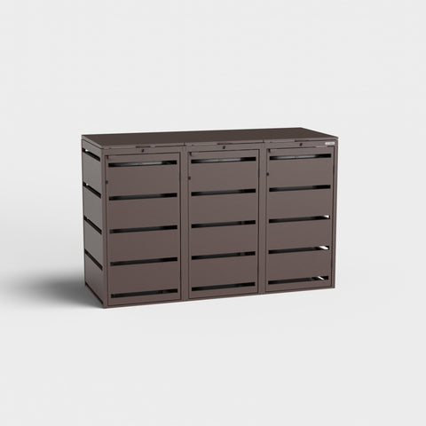 Mülltonnenbox Dagobert 3er 120L i brun RAL8017 från BIO Stefan.