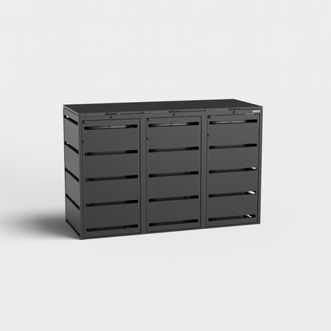 Svart Dagobert soptunnbox för 3 x 120L tunnor från BIO Stefan.