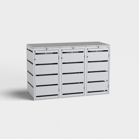 Bio Stefan Dagobert soptunnbox 3-pack 120L, silver, RAL9006.
