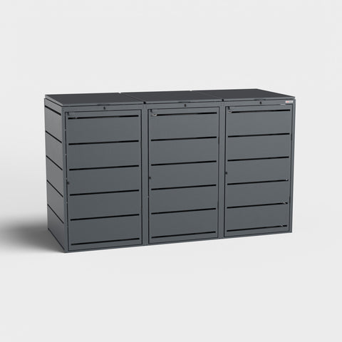 Grey Dagobert 3-bin trash can box for 240 liters from BIO Stefan.
