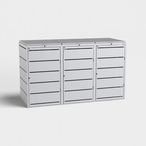 Sopkärlsbox Dagobert 3-pack, 240L, i silverfärgen RAL9006.