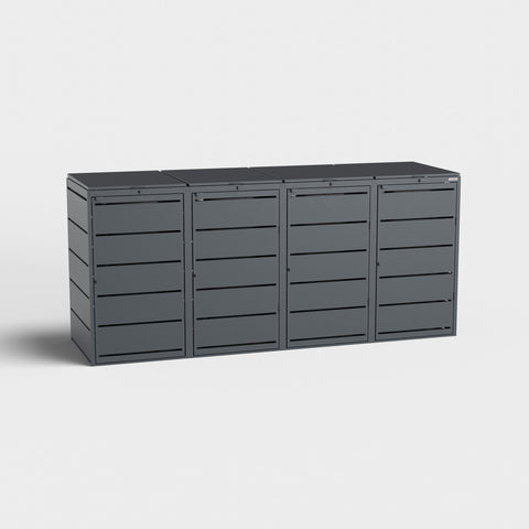 Four-bin garbage can box Dagobert in anthracite for 240-liter bins.