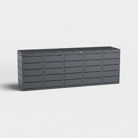 Five-bin trash can box Dagobert 240L from Bio Stefan, RAL7016 anthracite gray.