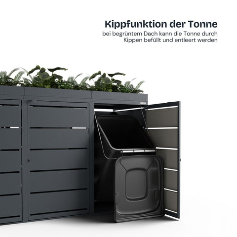 Dagobert soptunnbox med vipfunktion och grönt tak.