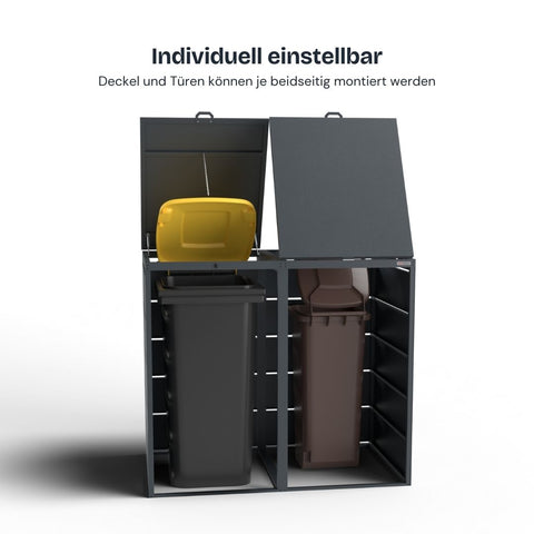 Dagobert soptunnbox med två öppna fack och individuellt justerbara lock.
