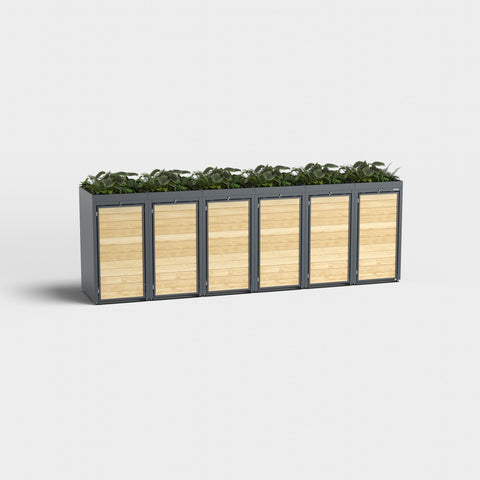 Mülltonnenbox Holzmichl 6 in RAL7016 mit Pflanzdach.