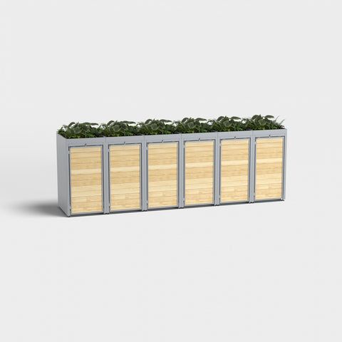 Holzmichl Mülltonnenbox mit Pflanzdach RAL7045.