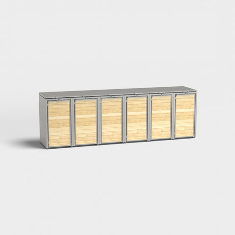 Mülltonnenbox Holzmichl 6 in RAL9010 mit Holzoptik von BIO Stefan.