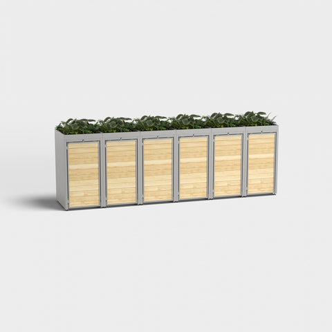 BIO Stefan Mülltonnenbox Holzmichl 6 mit Pflanzdach, RAL9010.