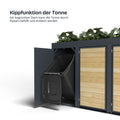Wheelie bin box with tilting function and planted roof from Bio Stefan.