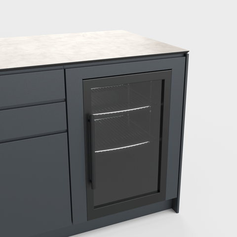 Outdoor-Kühlschrank mit Glasfront, passend zu BIO Stefan Outdoorküchen.