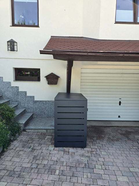 Box per bidoni della spazzatura Alubert 2 contenitori color antracite per 240 litri