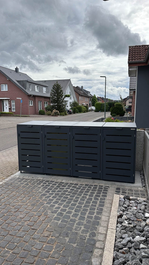 Box per bidoni della spazzatura in alluminio per 4 bidoni con capacità massima di 240 litri