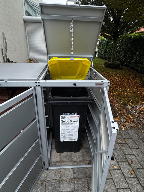 Copribidoni spazzatura Dagobert 3 contenitori in alluminio grigio per 120L