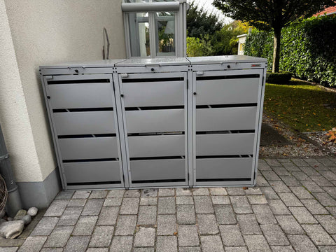 Copribidoni spazzatura Dagobert 3 contenitori in alluminio grigio per 120L