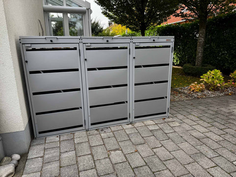 Copribidoni spazzatura Dagobert 3 contenitori in alluminio grigio per 120L