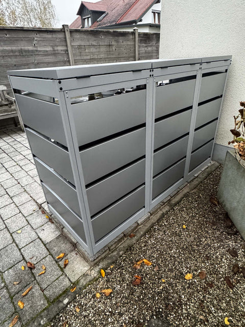 Copribidoni spazzatura Dagobert 3 contenitori in alluminio grigio per 120L