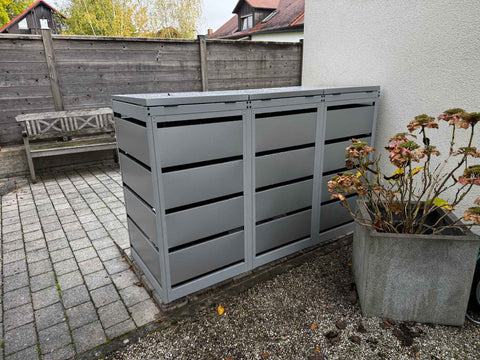 Copribidoni spazzatura Dagobert 3 contenitori in alluminio grigio per 120L