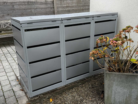 Copribidoni spazzatura Dagobert 3 contenitori in alluminio grigio per 120L