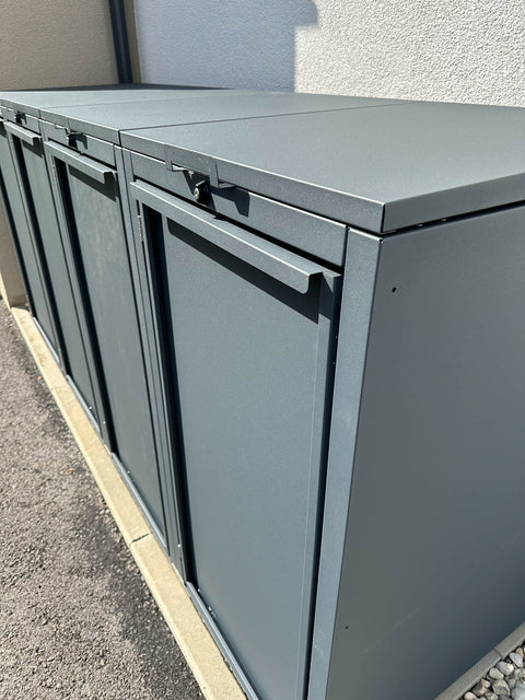 Garbage bin box Stahlfred 4 boxes - Combination 120L &amp; 240L in Anthracite