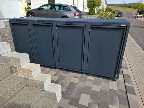 Garbage bin box Stahlfred 4 boxes - Combination 120L &amp; 240L in Anthracite