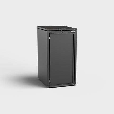 Stahlfred Mülltonnenbox RAL9005 in Schwarz.
