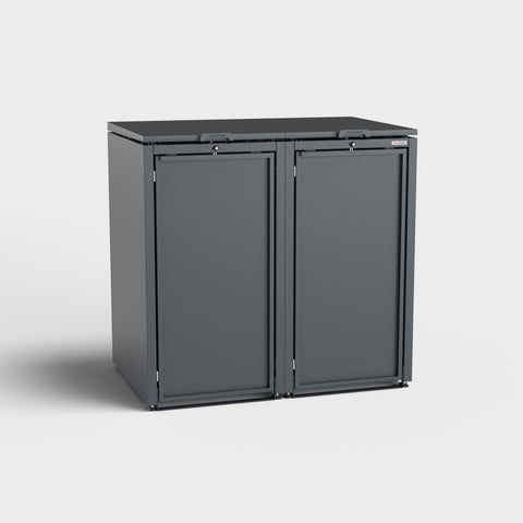 Two-bin trash can box Stahlfred in Anthracite RAL7016 by BIO Stefan.