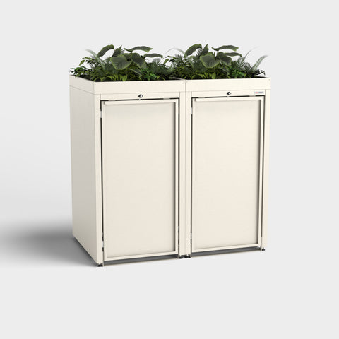 Cutie pentru pubele Stahlfred RAL9001 cu acoperiș pentru plante.