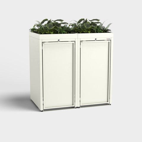 Cutie pentru coșuri de gunoi Stahlfred bicolor cu acoperiș pentru plante RAL 9010.