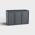 Cassonetto per rifiuti "Stahlfred 3" in RAL 7016 grigio antracite in metallo, con tre scomparti.