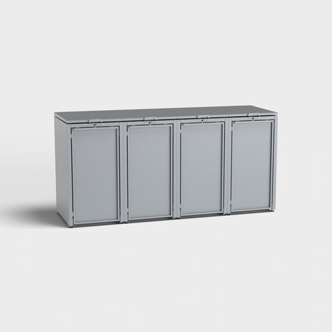 Een Stahlfred afvalcontainerbox voor 4 containers in RAL 7045.
