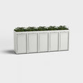Five RAL9016 Stahlfred garbage bin boxes with plant roof.