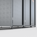 Detailansicht anthrazitfarbene Metallfront und höhenverstellbare Füße einer BIO Stefan Mülltonnenbox